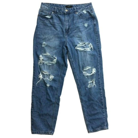 FOREVER 21 Denim - Forever 21 Womens Jeans Size L 30x26 High Rise Distressed Straight Leg Med. Wash